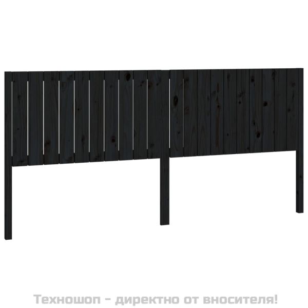 Горна табла за легло, черна, 205,5x4x100 см, бор масив