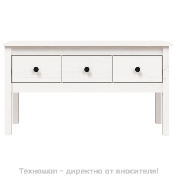 Кафе маса, бяла, 102x49x55 см, борово дърво масив