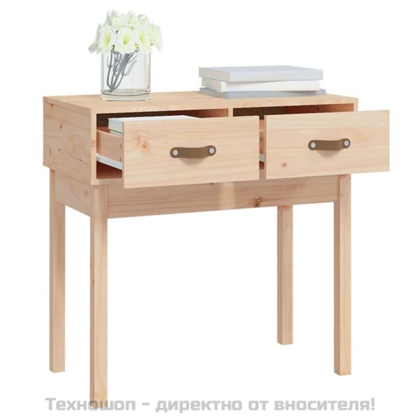 Конзолна маса, 76,5x40x75 см, борово дърво масив