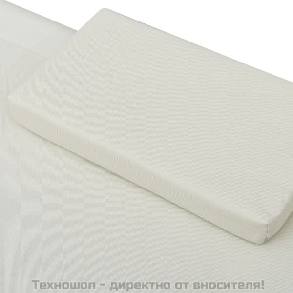 Лаундж легло за открито с навес и възглавници, кремавобяло