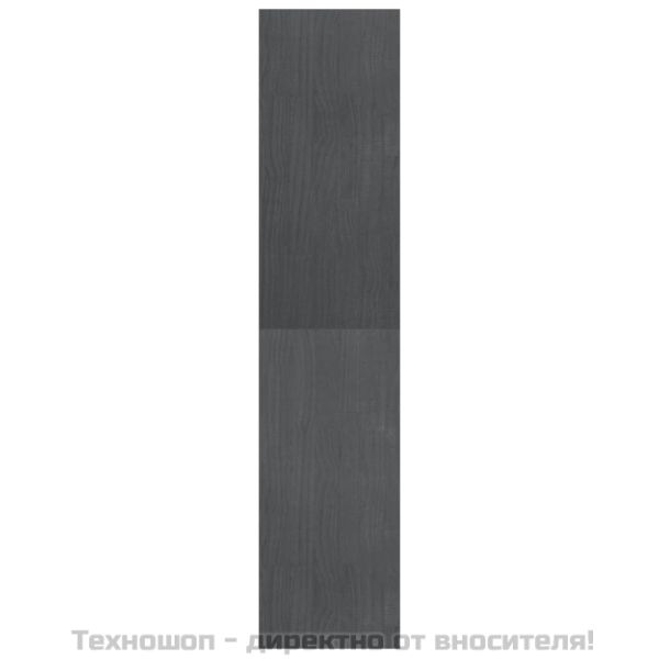 Библиотека/разделител за стая, сива, 40x30x135,5 см, бор масив