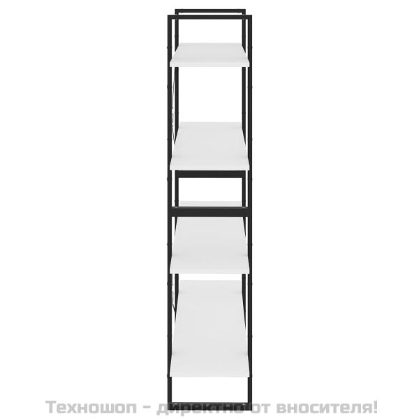 4-етажна библиотека, бял, 100x30x140 см, инженерно дърво