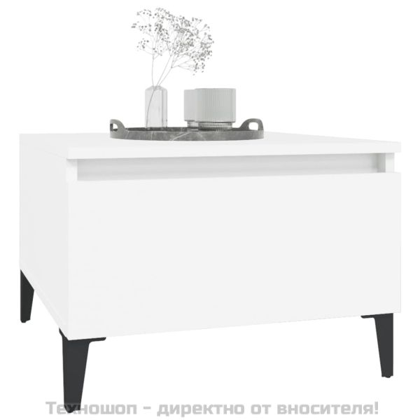 Странични маси, 2 бр, бели, 50x46x35 см, инженерно дърво