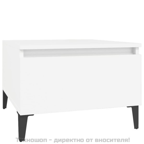 Странични маси, 2 бр, бели, 50x46x35 см, инженерно дърво