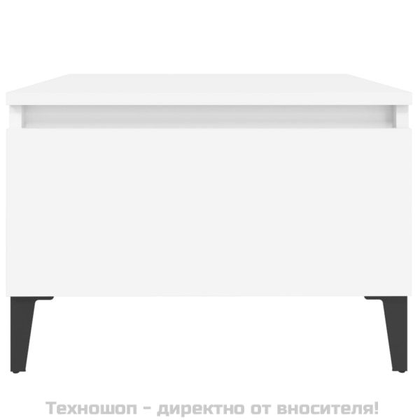 Странични маси, 2 бр, бели, 50x46x35 см, инженерно дърво