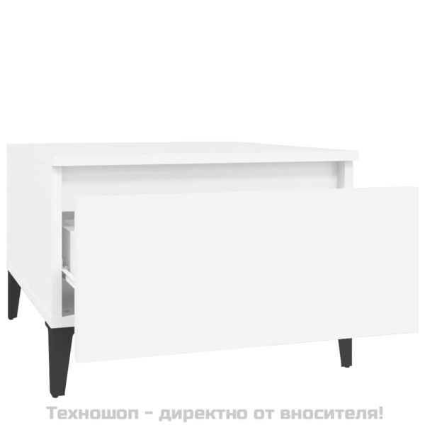 Странични маси, 2 бр, бели, 50x46x35 см, инженерно дърво