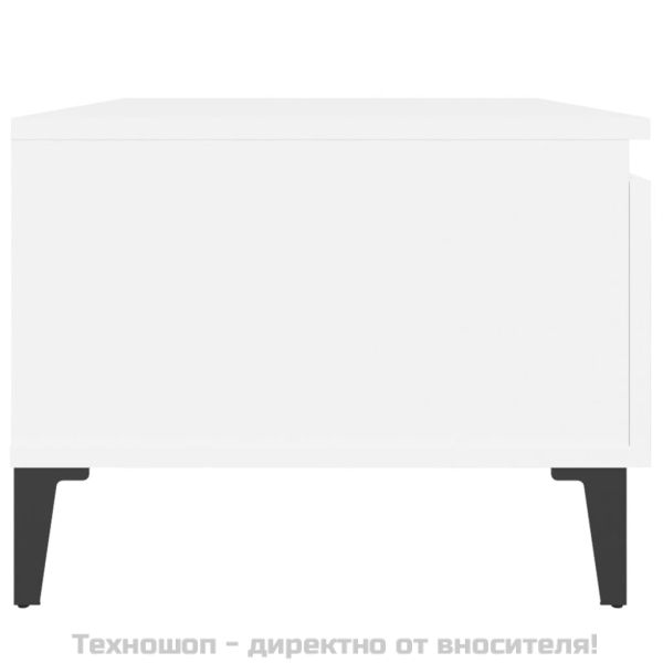 Странични маси, 2 бр, бели, 50x46x35 см, инженерно дърво