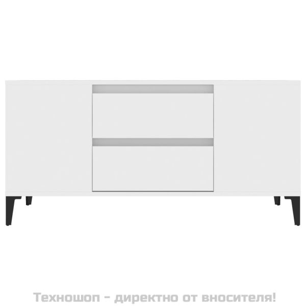 ТВ шкаф, бял, 102x44,5x50 см, инженерно дърво