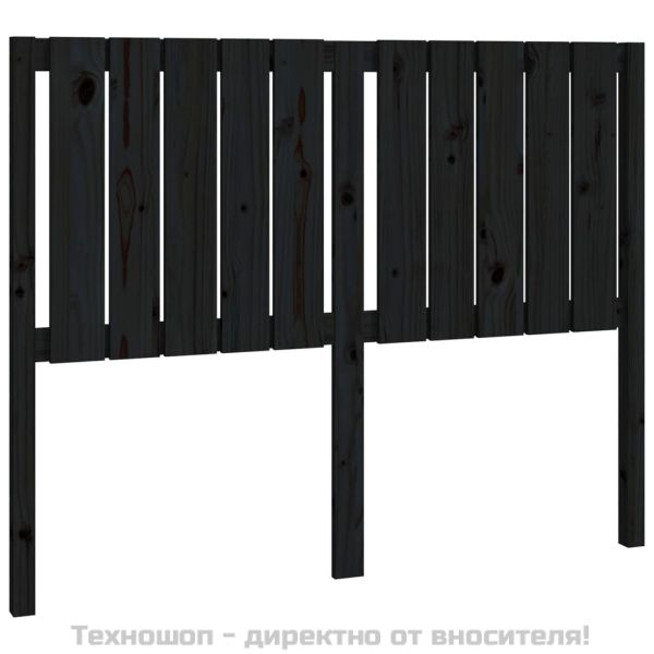 Горна табла за легло, черна, 125,5x4x100 см, бор масив