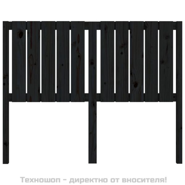 Горна табла за легло, черна, 125,5x4x100 см, бор масив