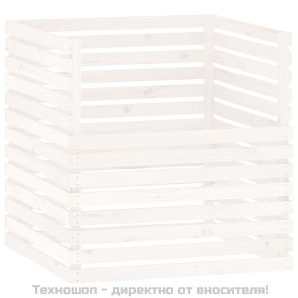 Компостер, бял, 100x100x102 см, борово дърво масив
