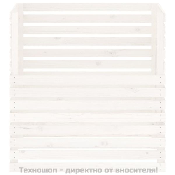 Компостер, бял, 100x100x102 см, борово дърво масив