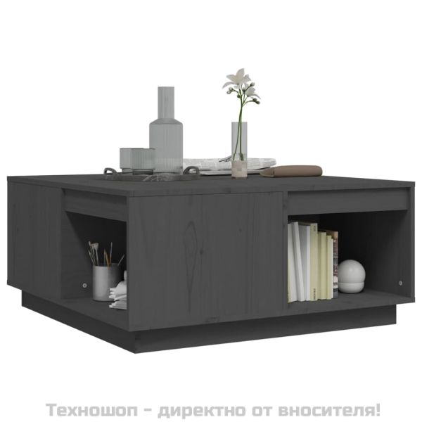 Кафе маса, бяла, 80x81x36,5 см, борово дърво масив