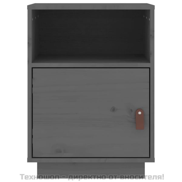 Нощни шкафчета, 2 бр, сиви, 40x34x55 см, борово дърво масив