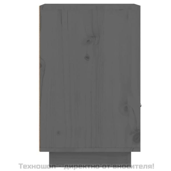 Нощни шкафчета, 2 бр, сиви, 40x34x55 см, борово дърво масив