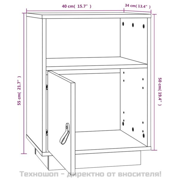 Нощни шкафчета, 2 бр, сиви, 40x34x55 см, борово дърво масив