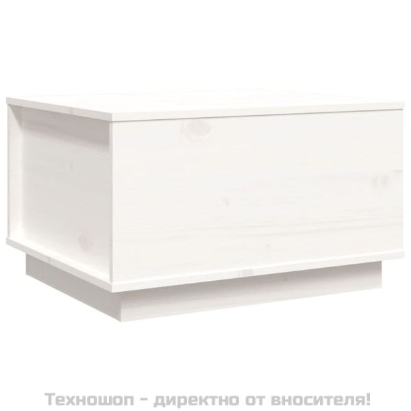 Кафе маса, бяла, 60x50x35 см, борово дърво масив