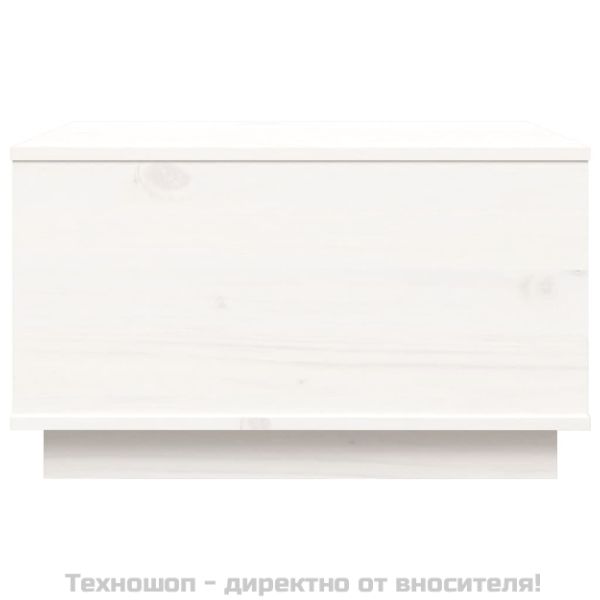 Кафе маса, бяла, 60x50x35 см, борово дърво масив