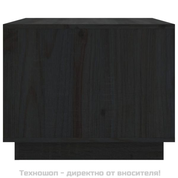Кафе маса, черна, 80x50x40 см, борово дърво масив