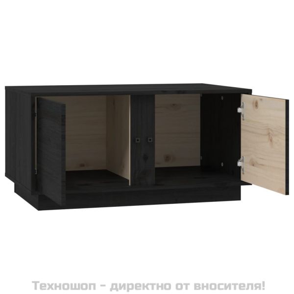 Кафе маса, черна, 80x50x40 см, борово дърво масив