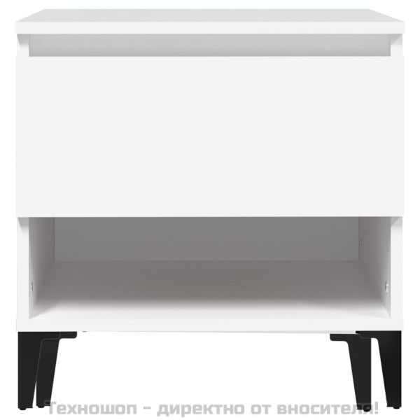 Странична маса, бяла, 50x46x50 см, инженерно дърво