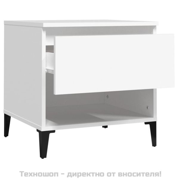 Странична маса, бяла, 50x46x50 см, инженерно дърво