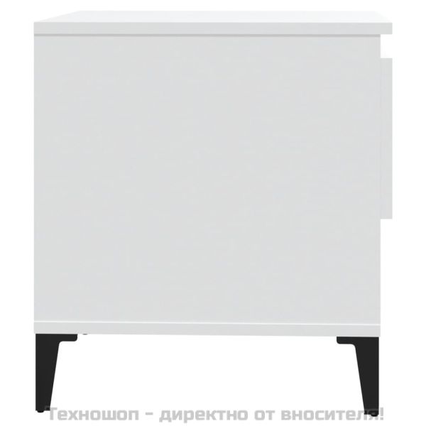 Странична маса, бяла, 50x46x50 см, инженерно дърво