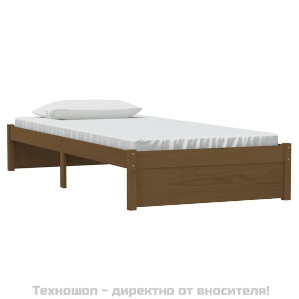 Рамка за легло, меденокафява, масивно дърво, 90x200 см