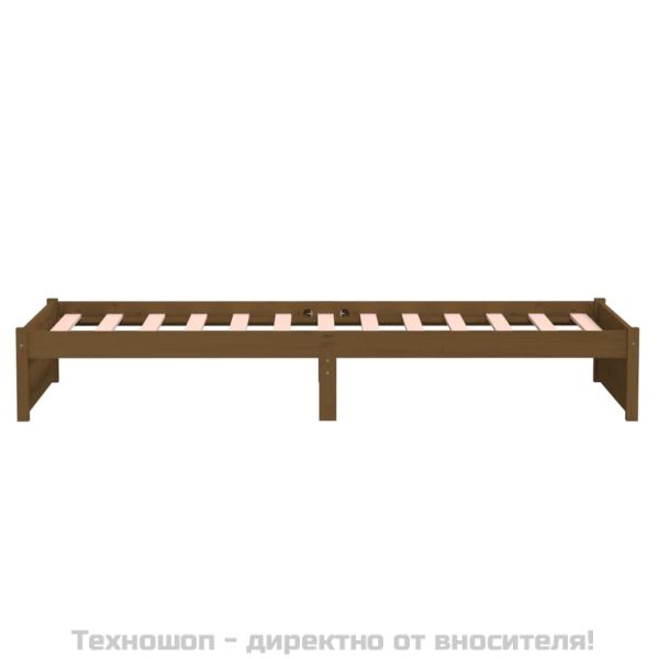 Рамка за легло, меденокафява, масивно дърво, 90x200 см