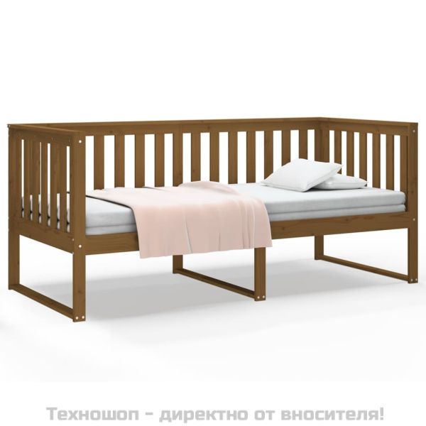 Дневно легло, меденокафяво, борово дърво масив, 100x200 см