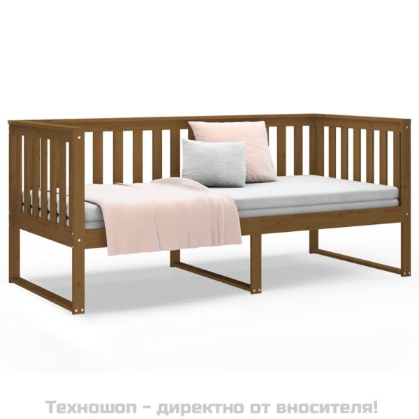 Дневно легло, меденокафяво, борово дърво масив, 100x200 см