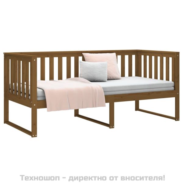 Дневно легло, меденокафяво, борово дърво масив, 100x200 см