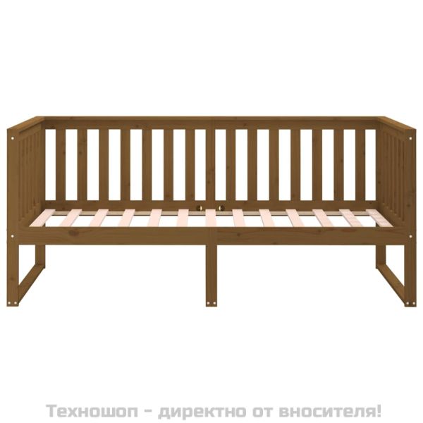Дневно легло, меденокафяво, борово дърво масив, 100x200 см