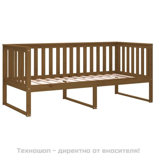 Дневно легло, меденокафяво, борово дърво масив, 100x200 см