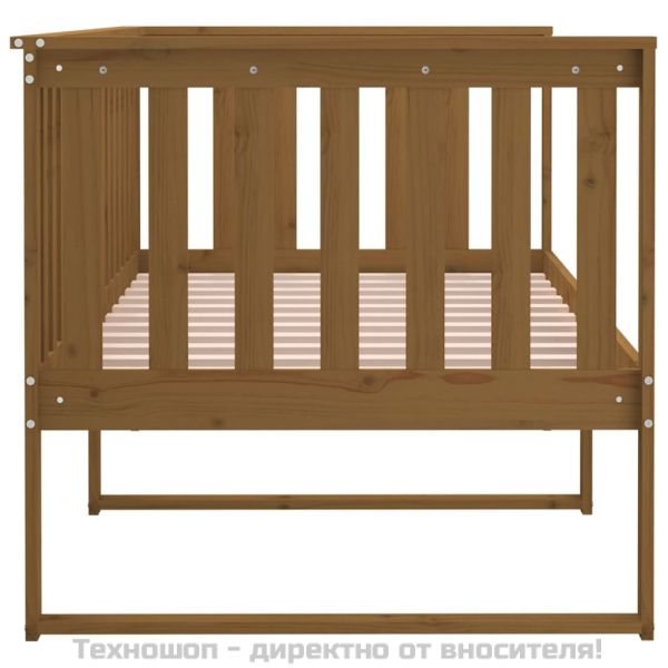 Дневно легло, меденокафяво, борово дърво масив, 100x200 см