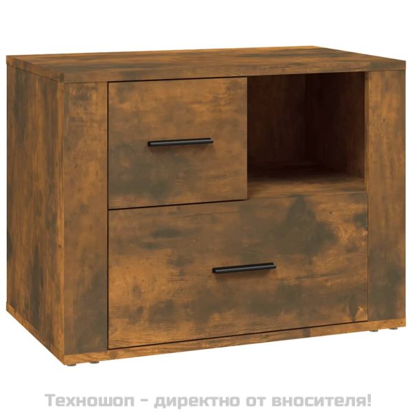 Нощно шкафче, опушен дъб, инженерно дърво 60x36x45 см
