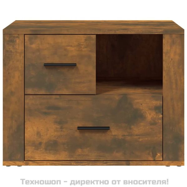 Нощно шкафче, опушен дъб, инженерно дърво 60x36x45 см