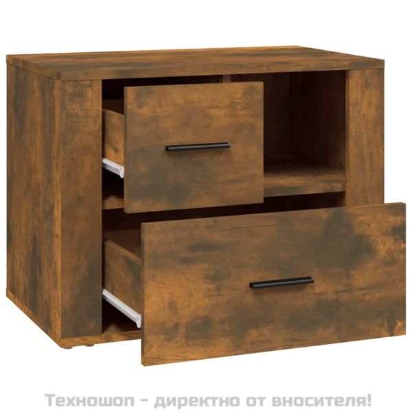 Нощно шкафче, опушен дъб, инженерно дърво 60x36x45 см