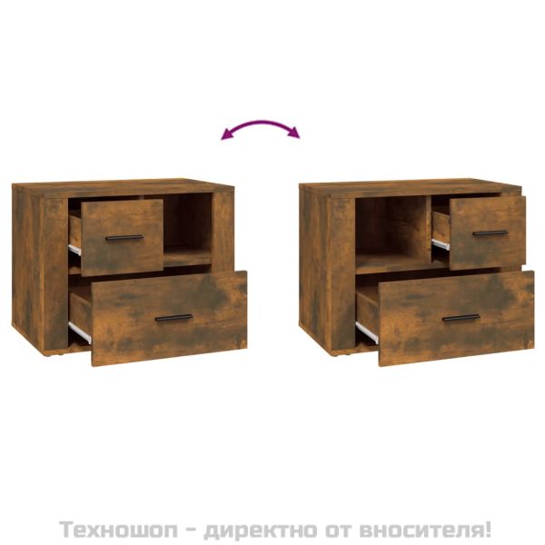 Нощно шкафче, опушен дъб, инженерно дърво 60x36x45 см