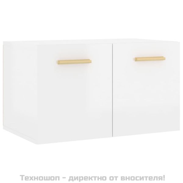 Стенен шкаф, бял гланц, 60x36,5x35 см, инженерно дърво