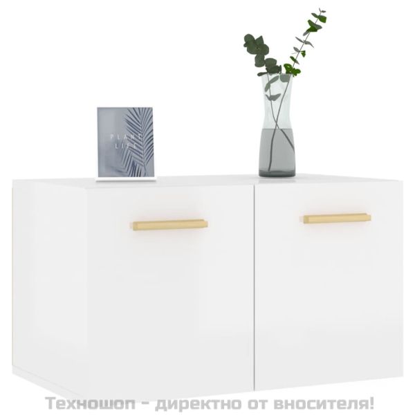 Стенен шкаф, бял гланц, 60x36,5x35 см, инженерно дърво