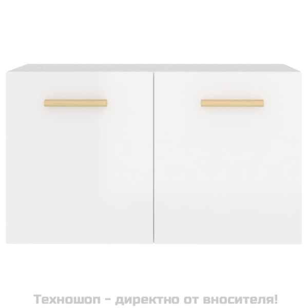 Стенен шкаф, бял гланц, 60x36,5x35 см, инженерно дърво
