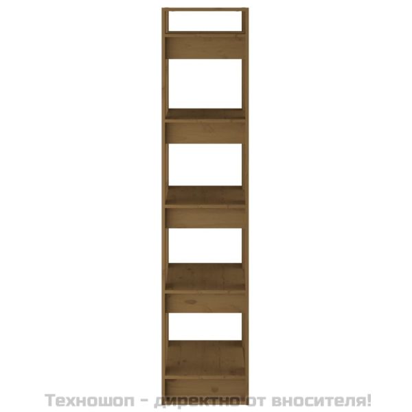 Библиотека/разделител за стая, меденокафява, 41x35x160 см, бор