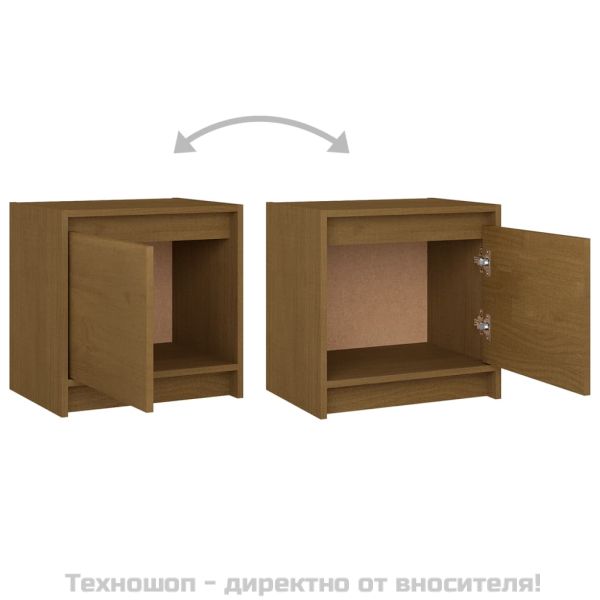Нощни шкафчета, 2 бр, меденокафяви, 40x30,5x40 см, бор масив