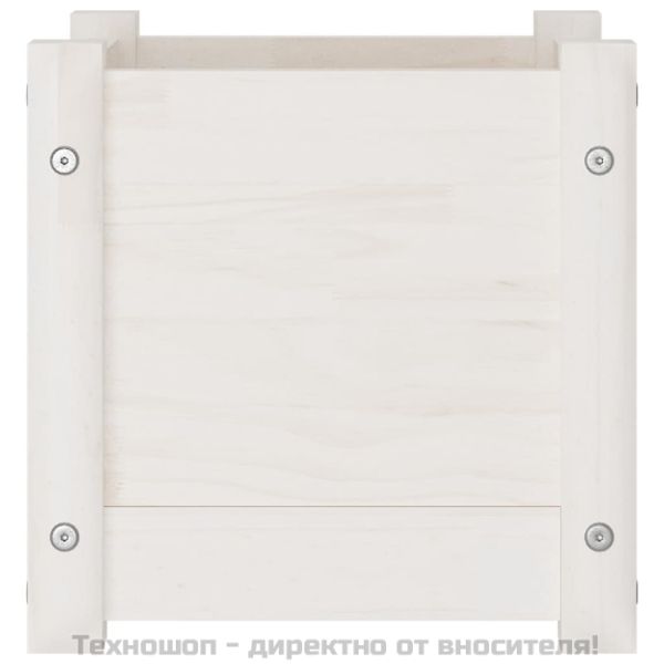 Градински сандък, бял, 31x31x31 см, бор масив