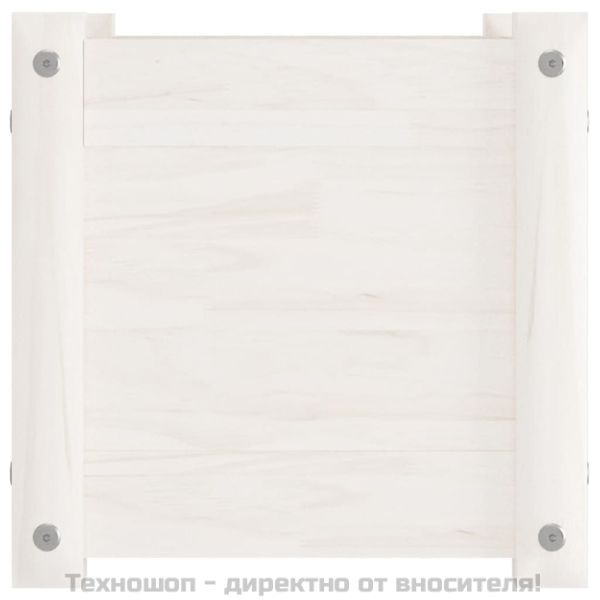 Градински сандък, бял, 31x31x31 см, бор масив