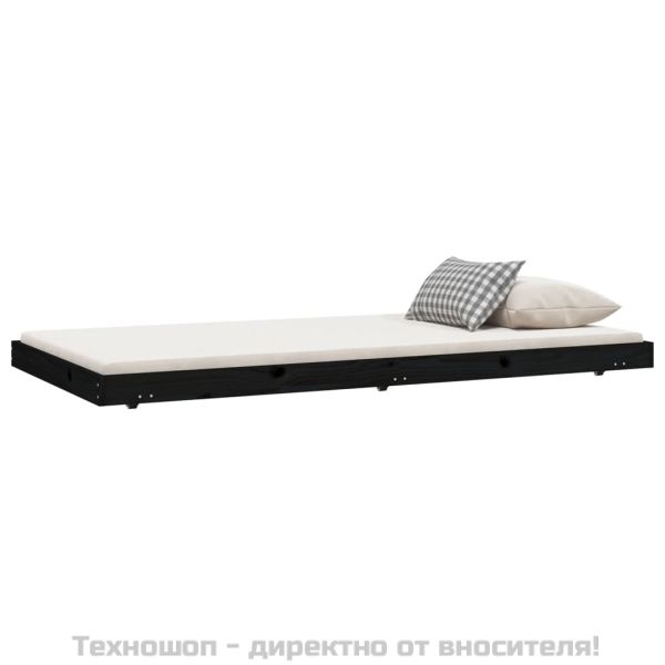 Рамка за легло, черно, 100x200 см, бор масив