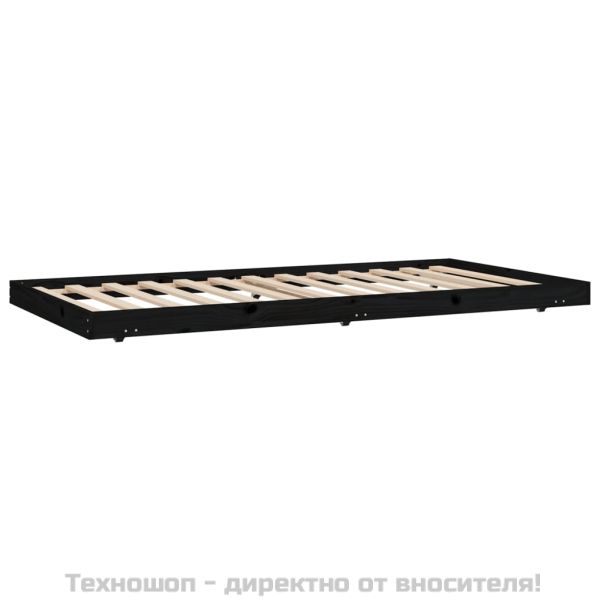Рамка за легло, черно, 100x200 см, бор масив