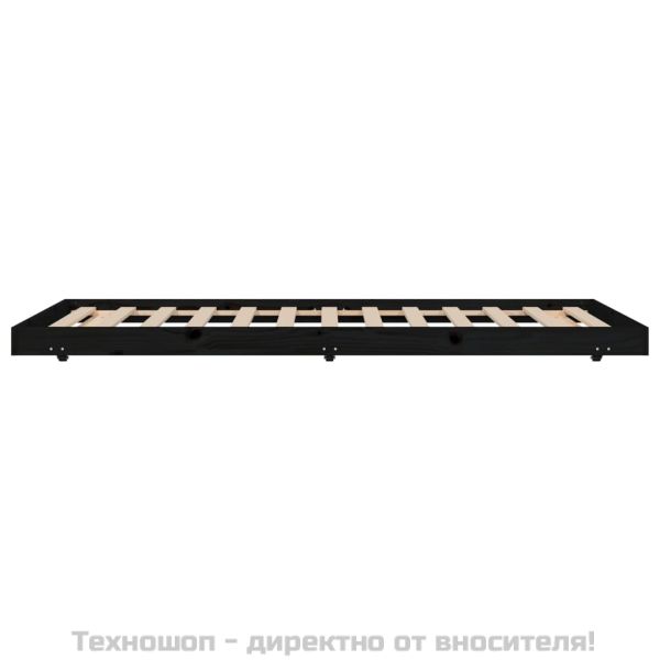 Рамка за легло, черно, 100x200 см, бор масив