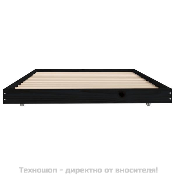 Рамка за легло, черно, 100x200 см, бор масив